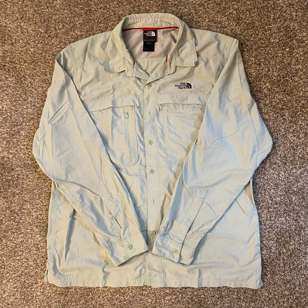 The North Face Men's Shirt Light Green Horizon Vented Campcore Outdoor Logo S L